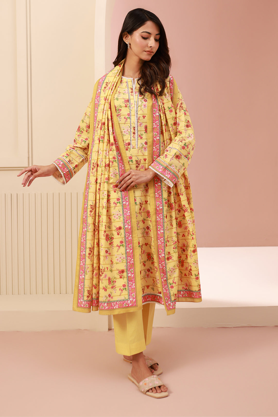 Zellbury | Unstitched 3 Piece Cambric | Shirt Shalwar Dupatta - 0627 - House Of Hania
