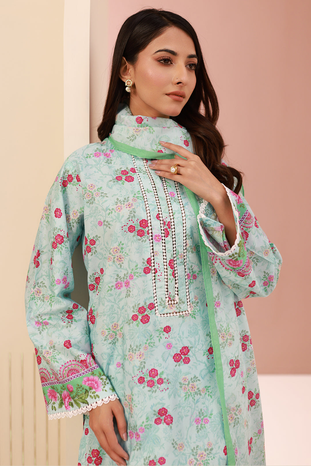 Zellbury | Unstitched 3 Piece Cambric | Shirt Shalwar Dupatta - 0629 - House Of Hania