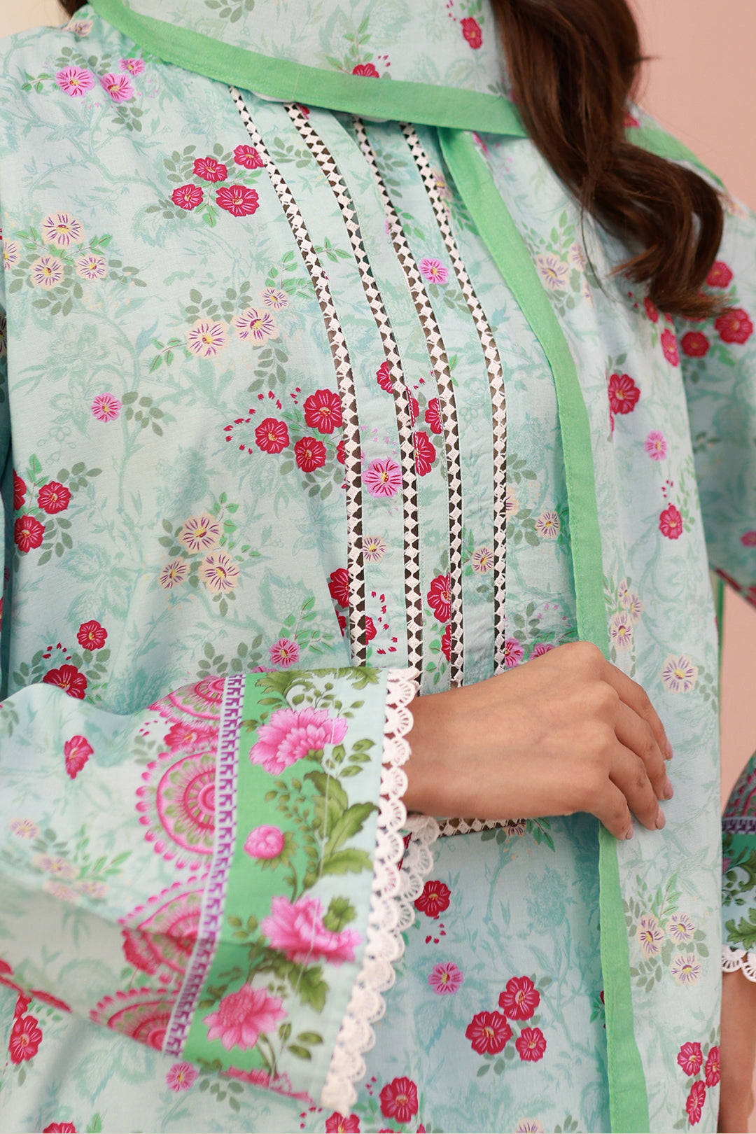 Zellbury | Unstitched 3 Piece Cambric | Shirt Shalwar Dupatta - 0629 - House Of Hania