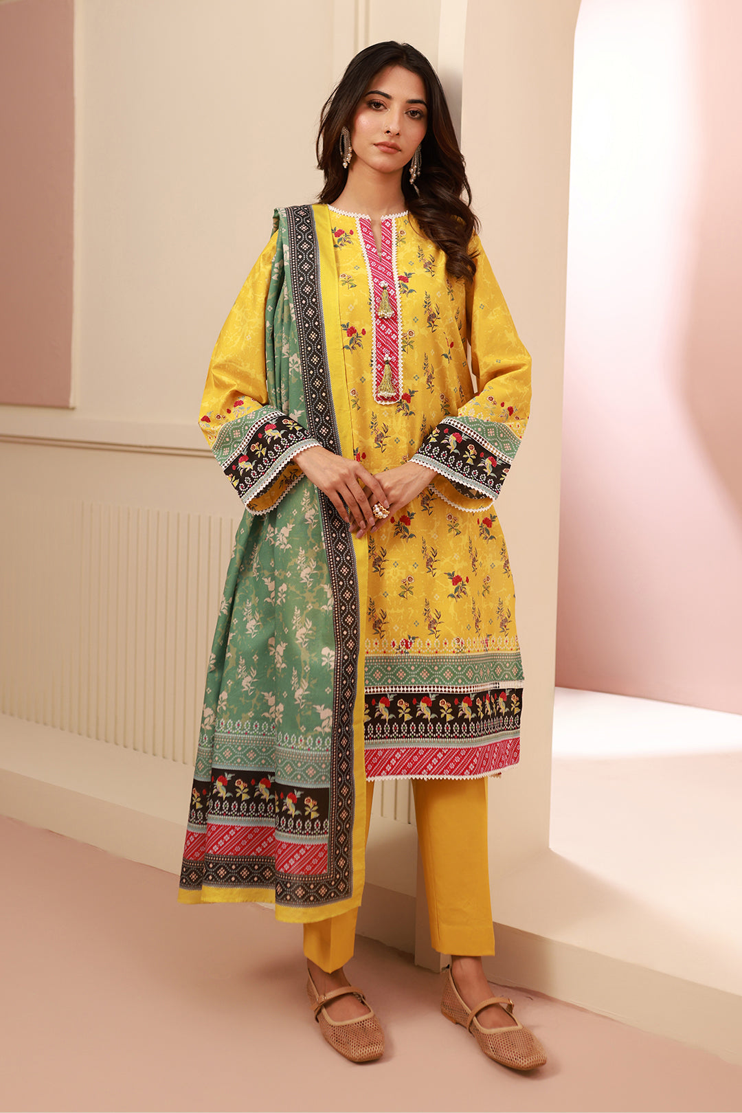 Zellbury | Unstitched 3 Piece Cambric | Shirt Shalwar Dupatta - 0631 - House Of Hania