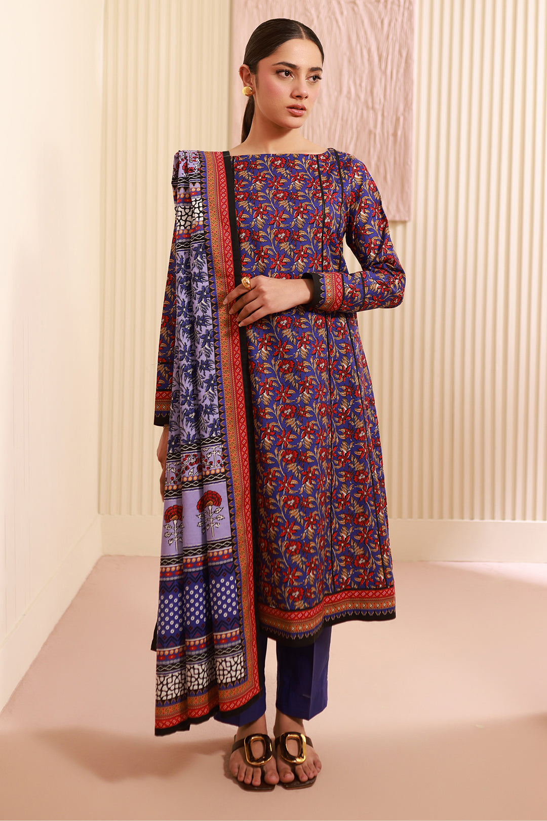 Zellbury | Unstitched 3 Piece Cambric | Shirt Shalwar Dupatta - 0632 - House Of Hania