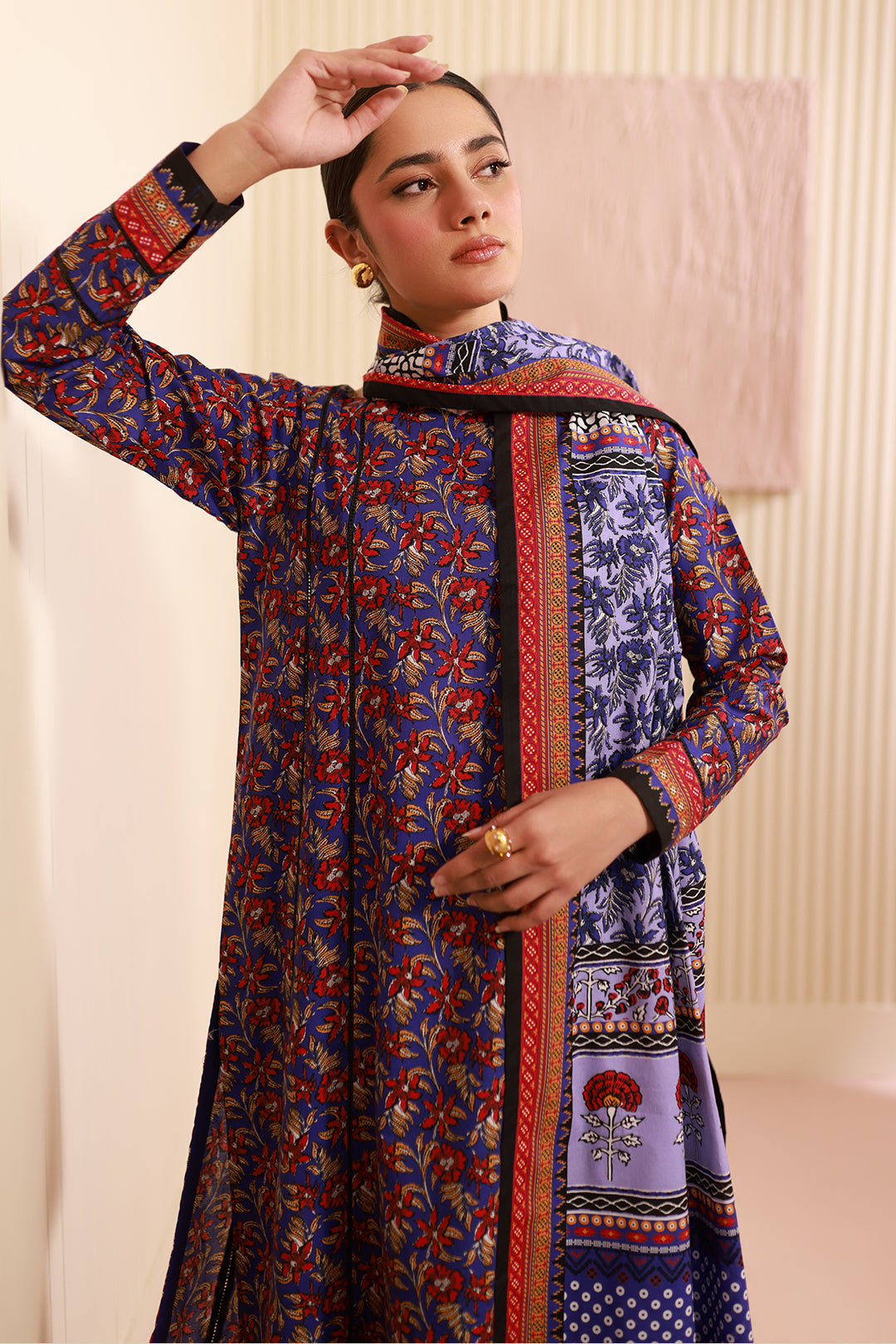Zellbury | Unstitched 3 Piece Cambric | Shirt Shalwar Dupatta - 0632 - House Of Hania