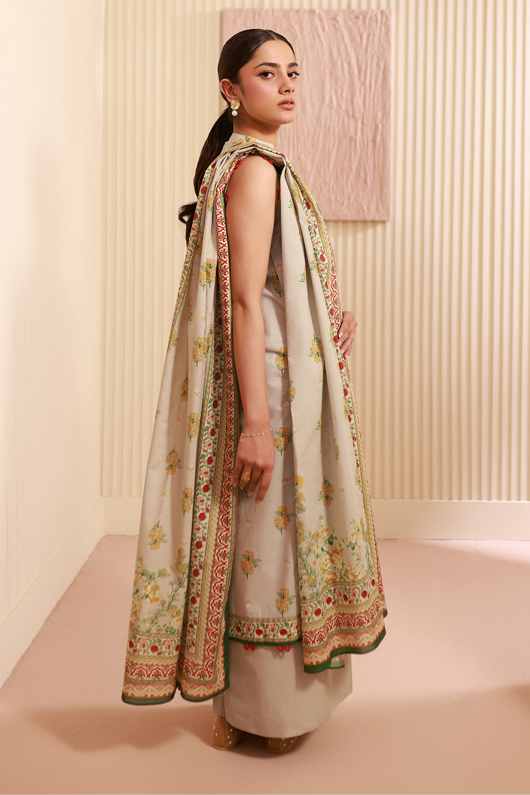 Zellbury | Unstitched 3 Piece Cambric | Shirt Shalwar Dupatta - 0633 - House Of Hania