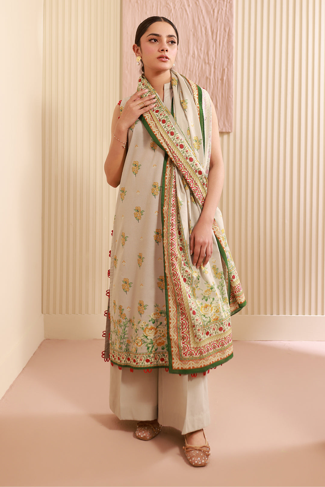 Zellbury | Unstitched 3 Piece Cambric | Shirt Shalwar Dupatta - 0633 - House Of Hania