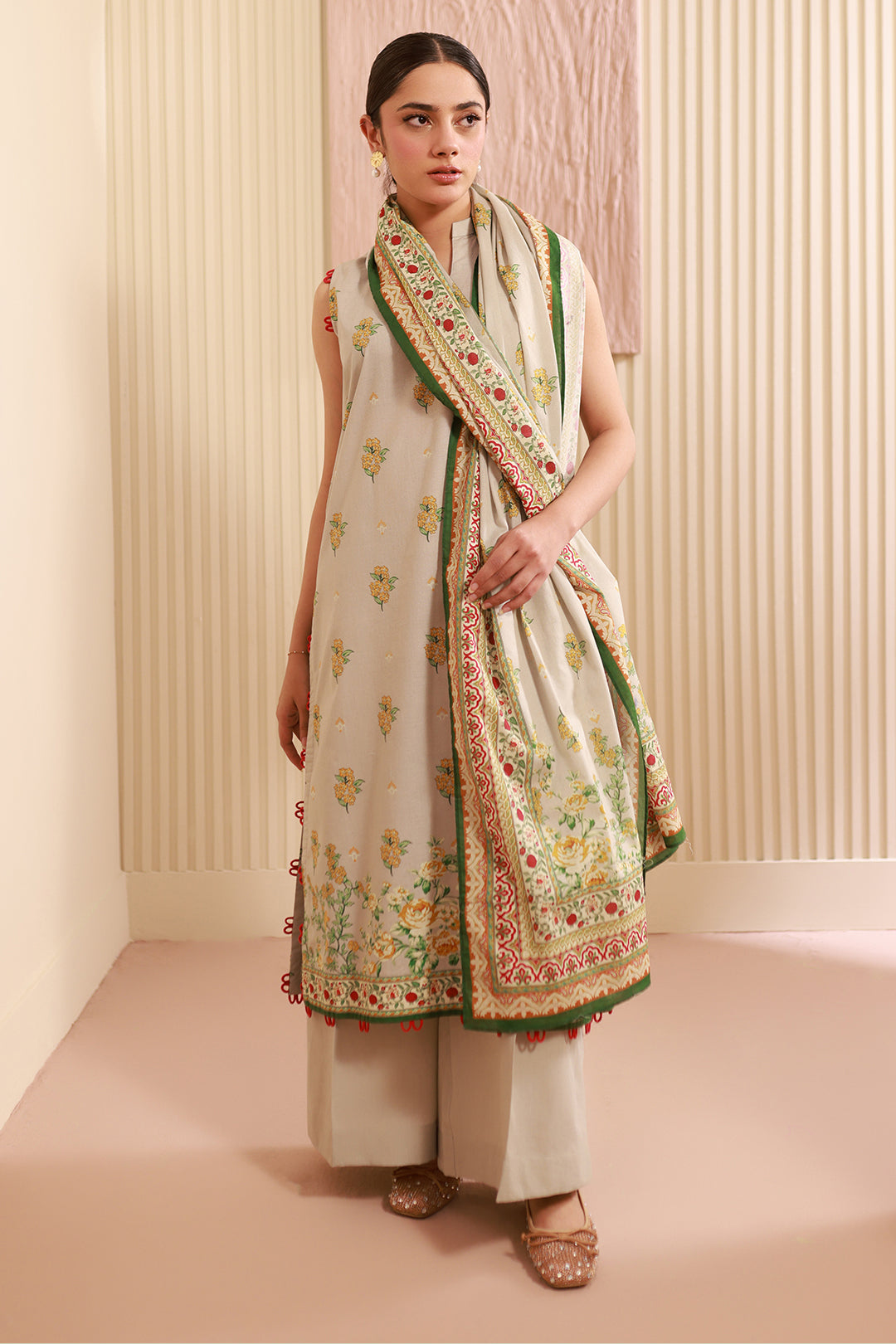 Zellbury | Unstitched 3 Piece Cambric | Shirt Shalwar Dupatta - 0633 - House Of Hania