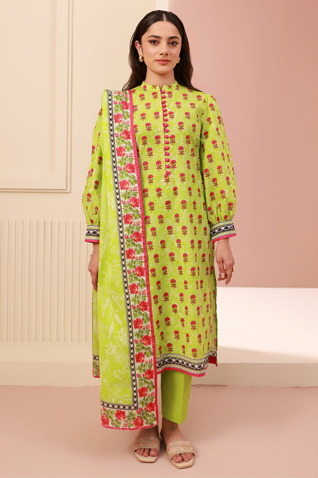 Zellbury | Unstitched 3 Piece Cambric | Shirt Shalwar Dupatta - 0634 - House Of Hania