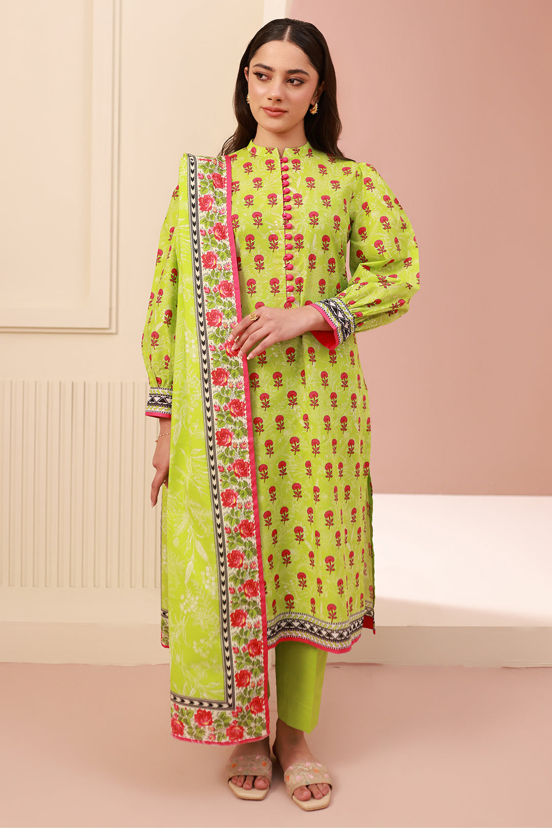 Zellbury | Unstitched 3 Piece Cambric | Shirt Shalwar Dupatta - 0634 - House Of Hania