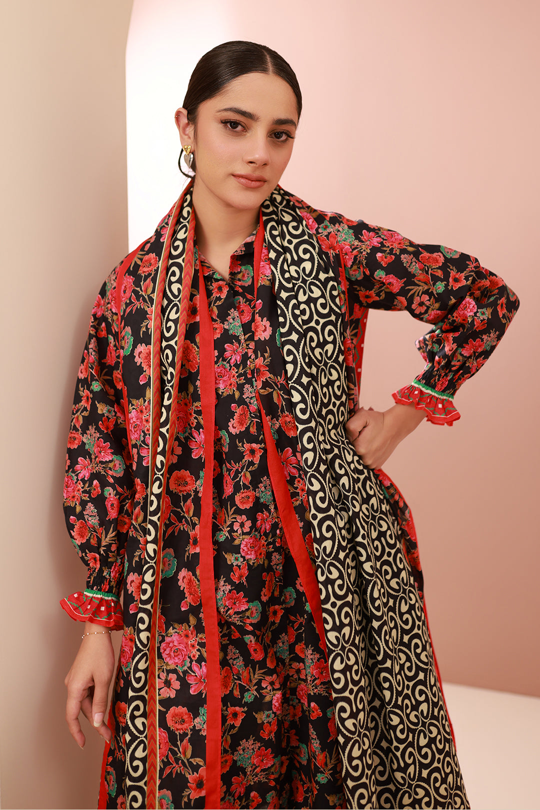 Zellbury | Unstitched 3 Piece Cambric | Shirt Shalwar Dupatta - 0636 - House Of Hania