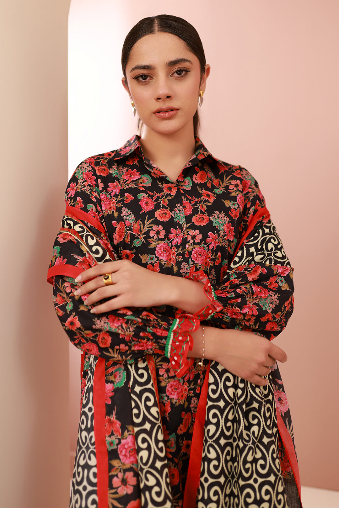 Zellbury | Unstitched 3 Piece Cambric | Shirt Shalwar Dupatta - 0636 - House Of Hania