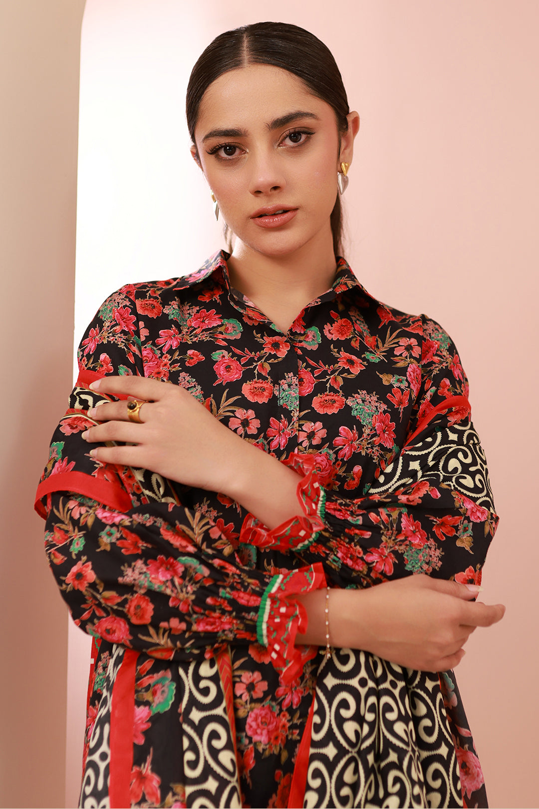 Zellbury | Unstitched 3 Piece Cambric | Shirt Shalwar Dupatta - 0636 - House Of Hania