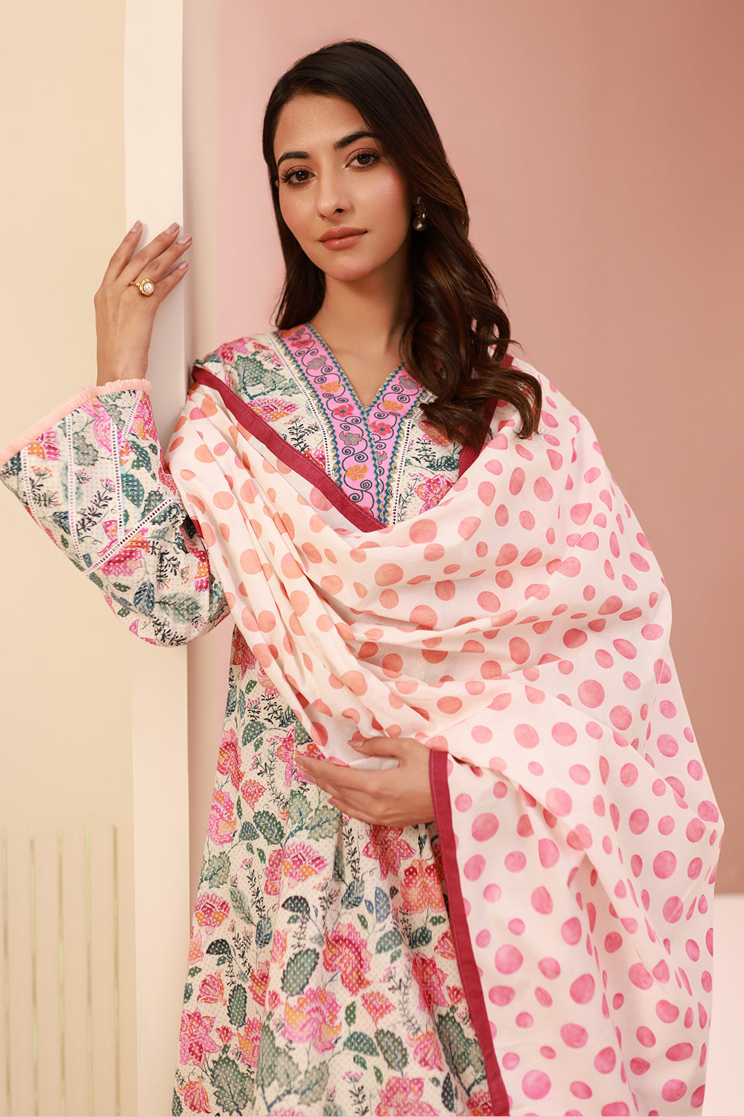 Zellbury | Unstitched 3 Piece Cambric | Shirt Shalwar Dupatta - 0640 - House Of Hania