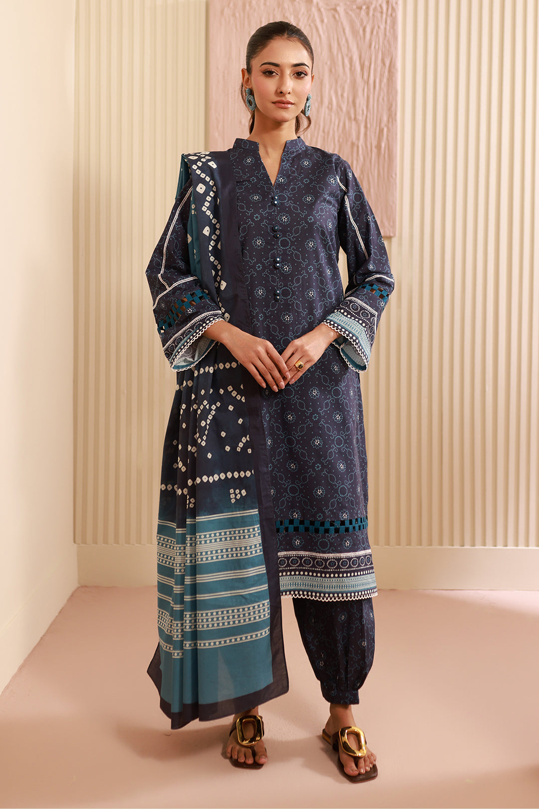 Zellbury | Unstitched 3 Piece Cambric | Shirt Shalwar Dupatta - 0642 - House Of Hania