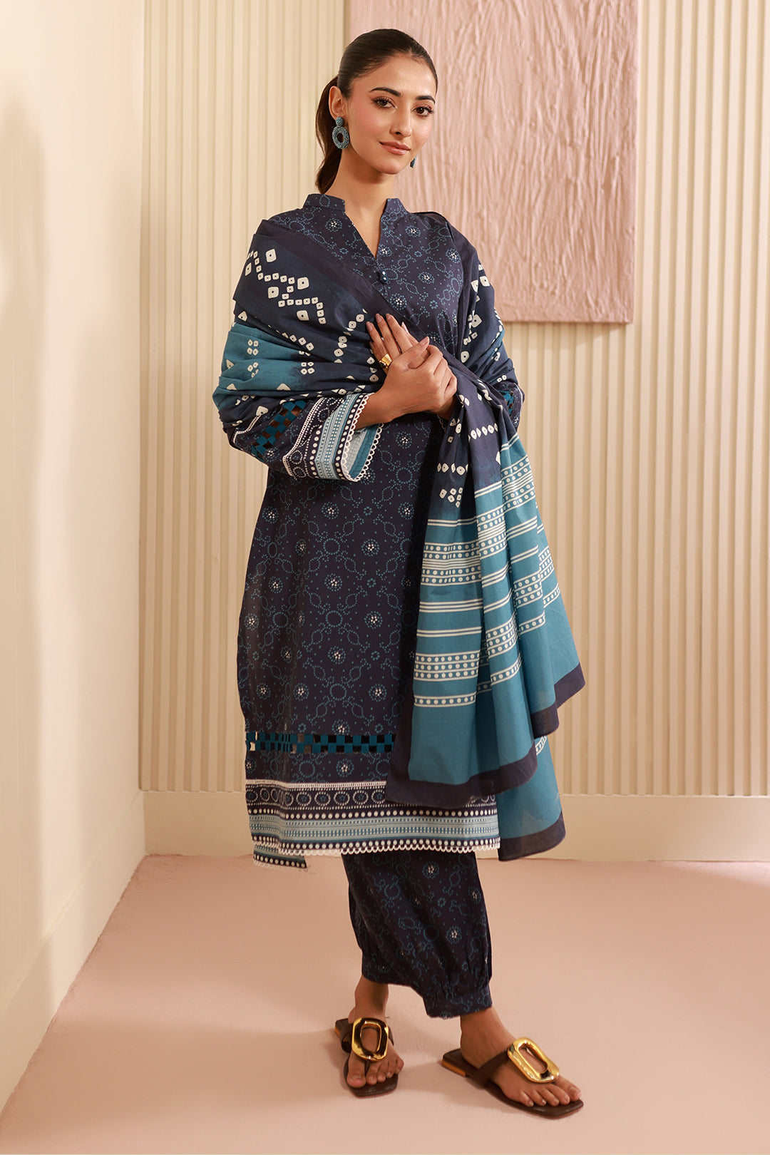 Zellbury | Unstitched 3 Piece Cambric | Shirt Shalwar Dupatta - 0642 - House Of Hania