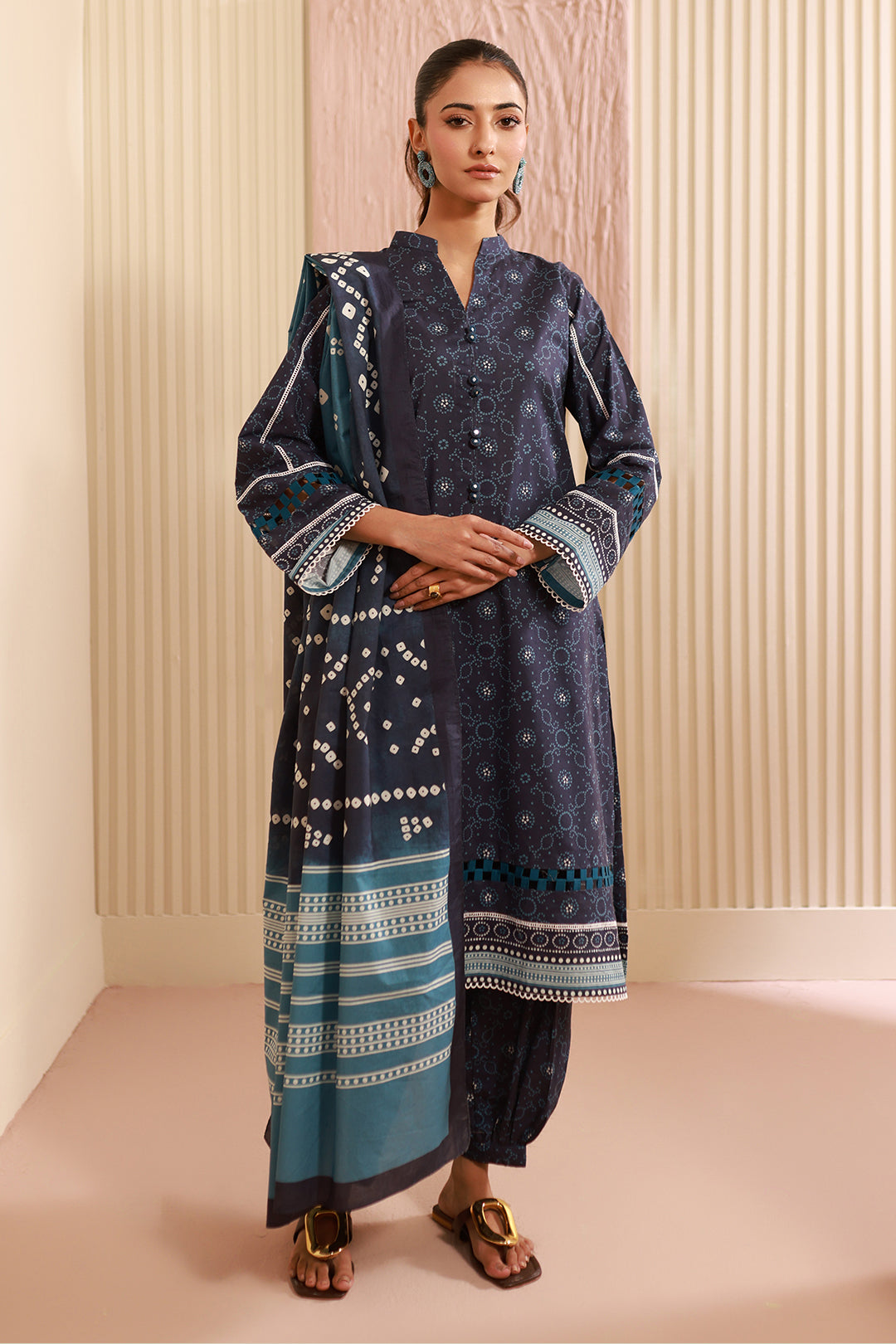 Zellbury | Unstitched 3 Piece Cambric | Shirt Shalwar Dupatta - 0642 - House Of Hania