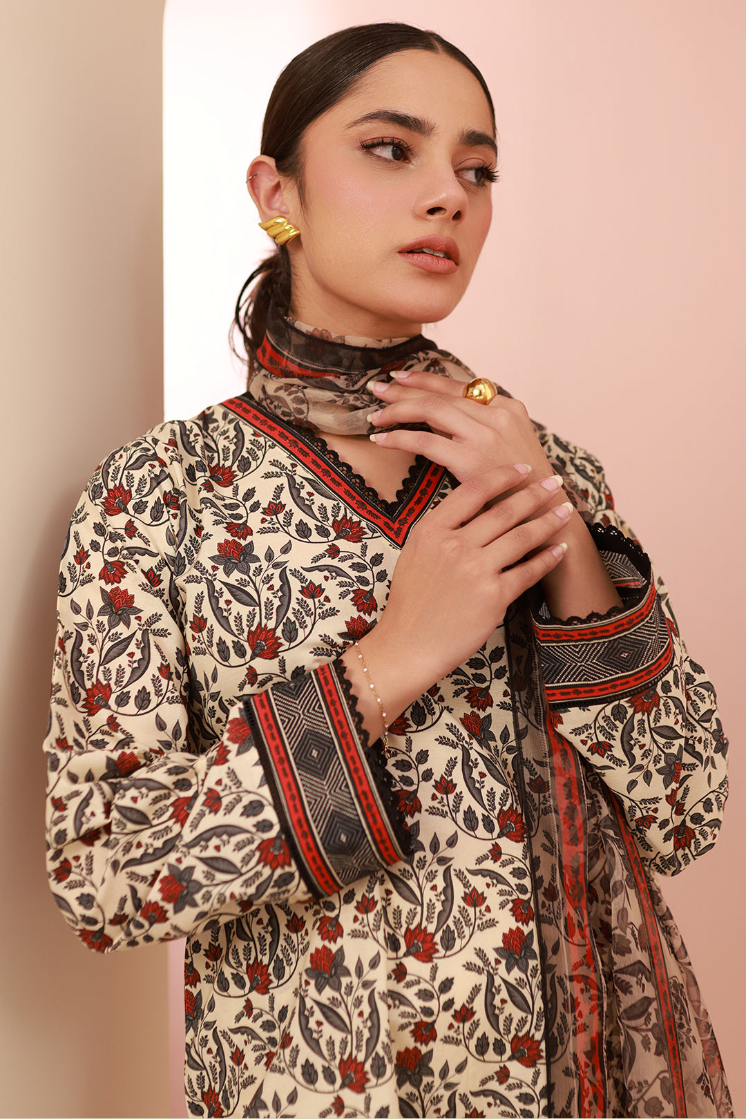Zellbury | Unstitched 3 Piece Cambric | Shirt Shalwar Dupatta - 0658 - House Of Hania