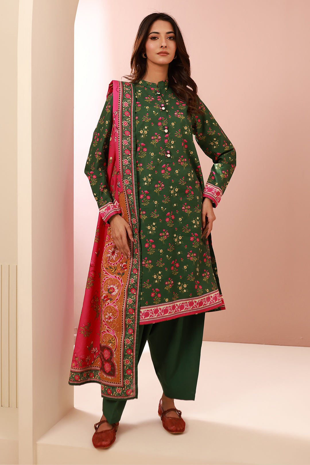 Zellbury | Unstitched 3 Piece Cambric | Shirt Shalwar Dupatta - 0662 - House Of Hania