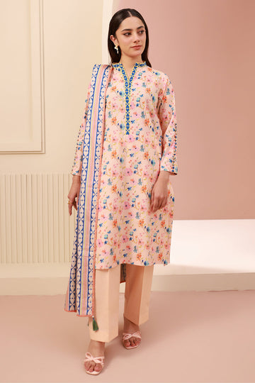 Zellbury | Unstitched 3 Piece Cambric | Shirt Shalwar Dupatta - 0664 - House Of Hania