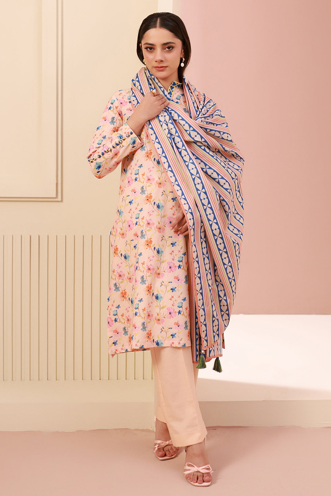 Zellbury | Unstitched 3 Piece Cambric | Shirt Shalwar Dupatta - 0664 - House Of Hania