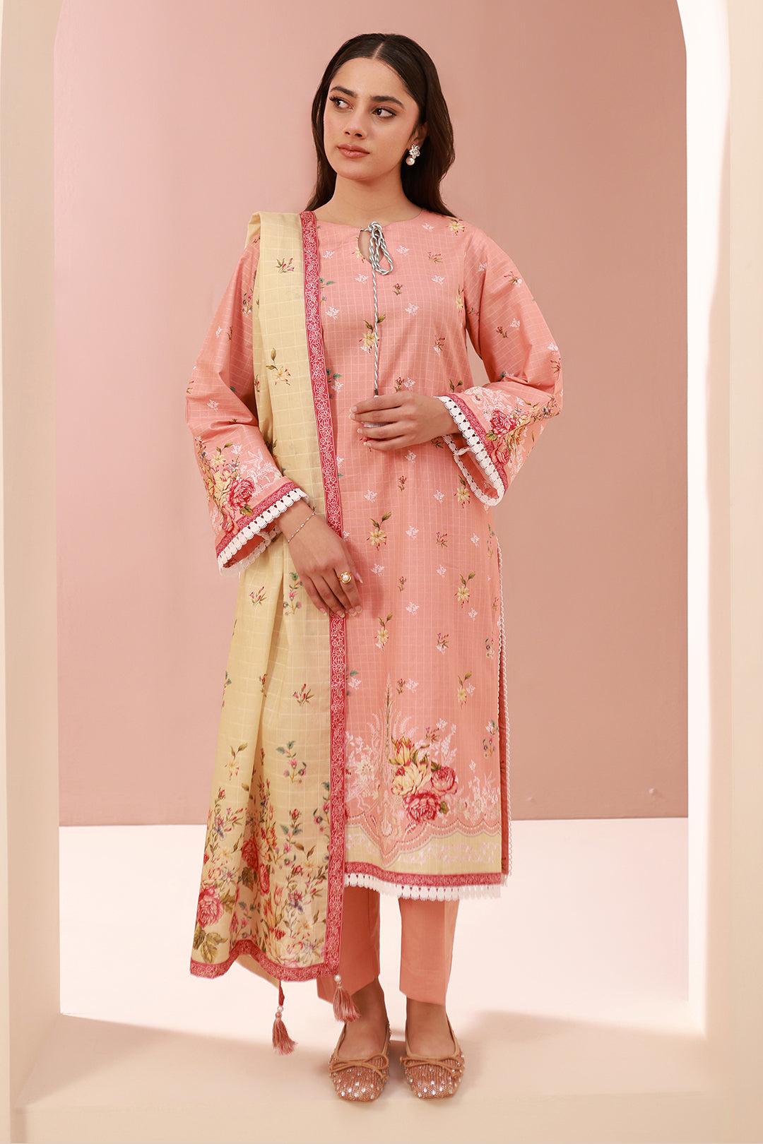 Zellbury | Unstitched 3 Piece Cambric | Shirt Shalwar Dupatta - 0665 - House Of Hania