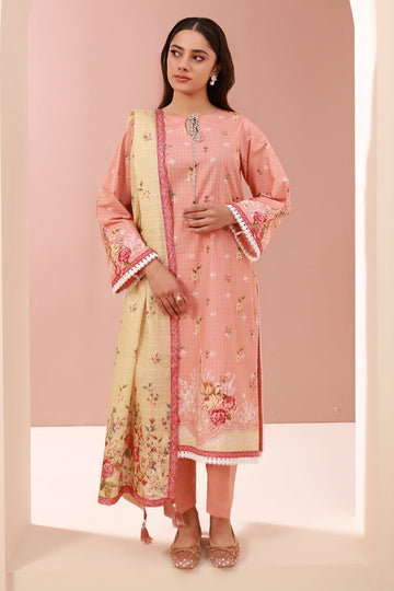 Zellbury | Unstitched 3 Piece Cambric | Shirt Shalwar Dupatta - 0665 - House Of Hania