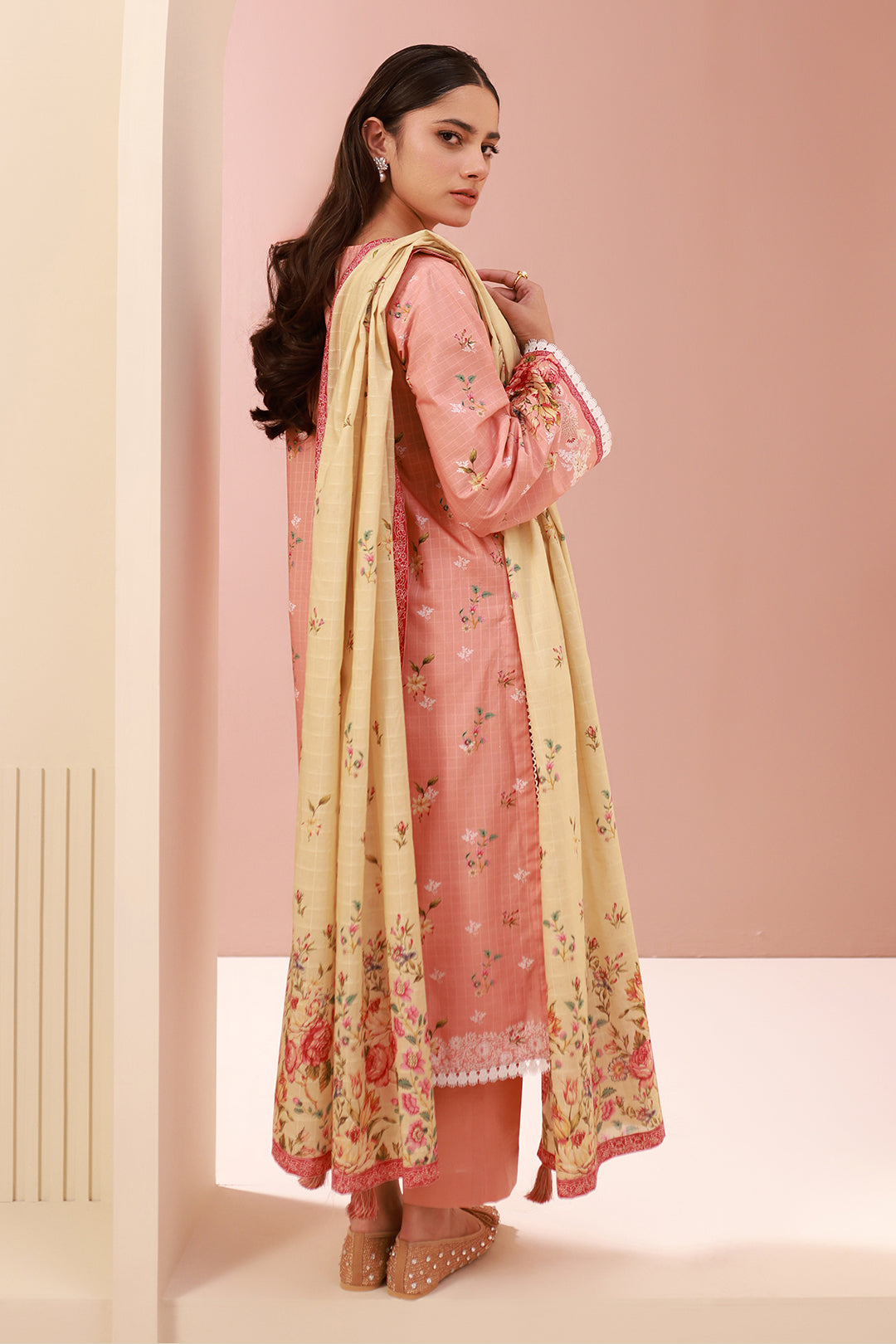 Zellbury | Unstitched 3 Piece Cambric | Shirt Shalwar Dupatta - 0665 - House Of Hania