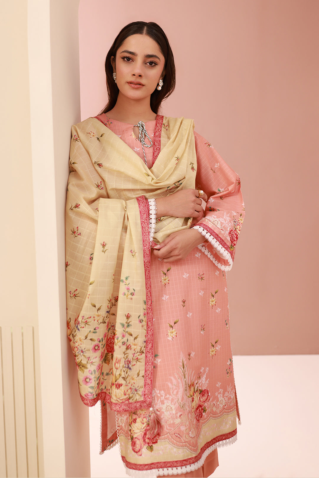 Zellbury | Unstitched 3 Piece Cambric | Shirt Shalwar Dupatta - 0665 - House Of Hania
