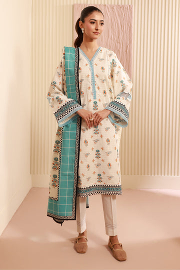 Zellbury | Unstitched 3 Piece Cambric | Shirt Shalwar Dupatta - 0668 - House Of Hania