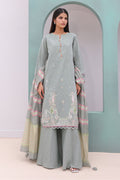 Zellbury | Unstitched 3 Piece Chambray | Embroidered Shirt Shalwar Dupatta - 0075 - House Of Hania