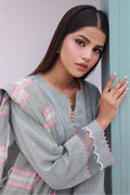 Zellbury | Unstitched 3 Piece Chambray | Embroidered Shirt Shalwar Dupatta - 0075 - House Of Hania