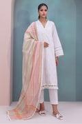 Zellbury | Unstitched 3 Piece Chambray | Embroidered Shirt Shalwar Dupatta - 0078 - House Of Hania