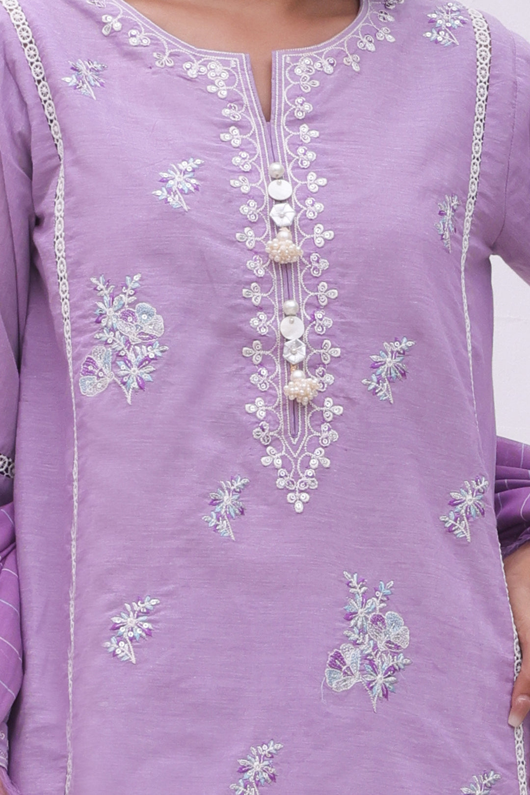 Zellbury | Unstitched 3 Piece Chambray | Embroidered Shirt Shalwar Dupatta - 0145 - House Of Hania
