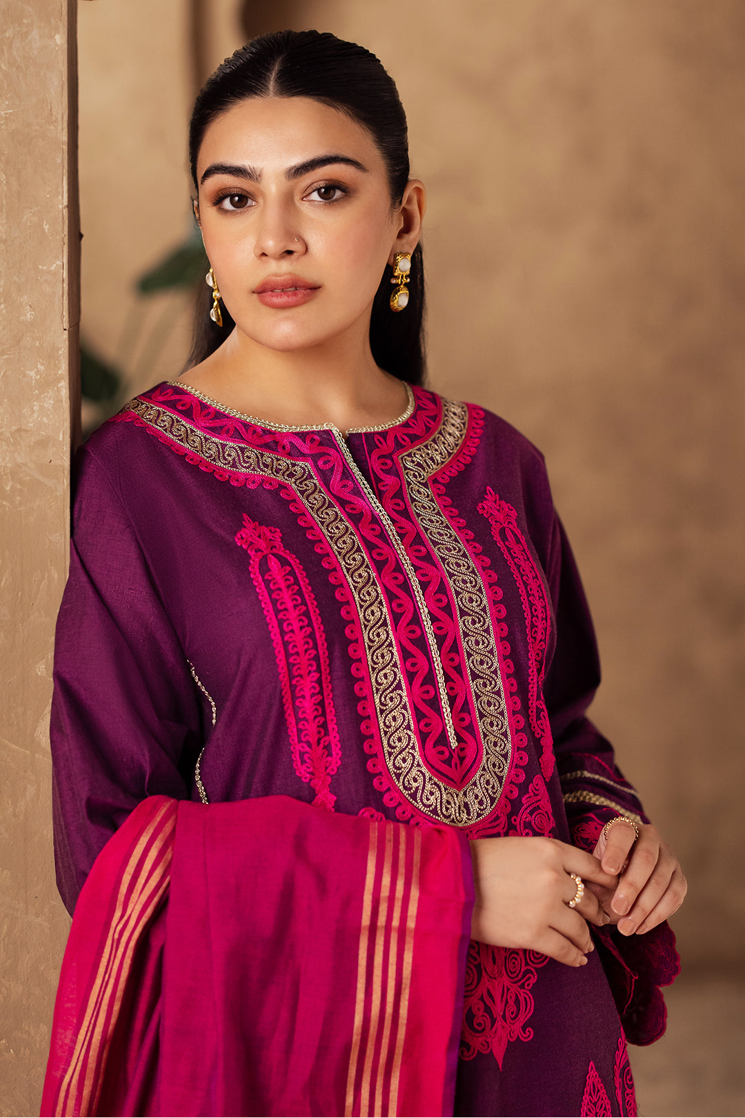 Zellbury | Unstitched 3 Piece Chambray | Embroidered Shirt Shalwar Dupatta - 0230 - House Of Hania
