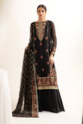 Zellbury | Unstitched 3 Piece Chiffon | Embroidered Shirt Shalwar Dupatta - 0293 - House Of Hania