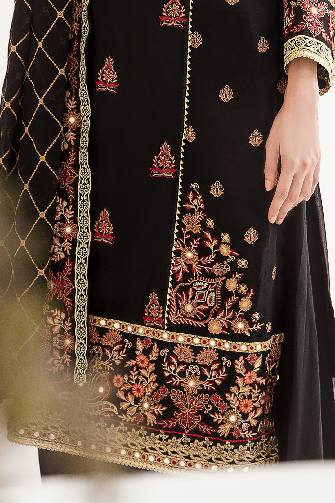 Zellbury | Unstitched 3 Piece Chiffon | Embroidered Shirt Shalwar Dupatta - 0293 - House Of Hania