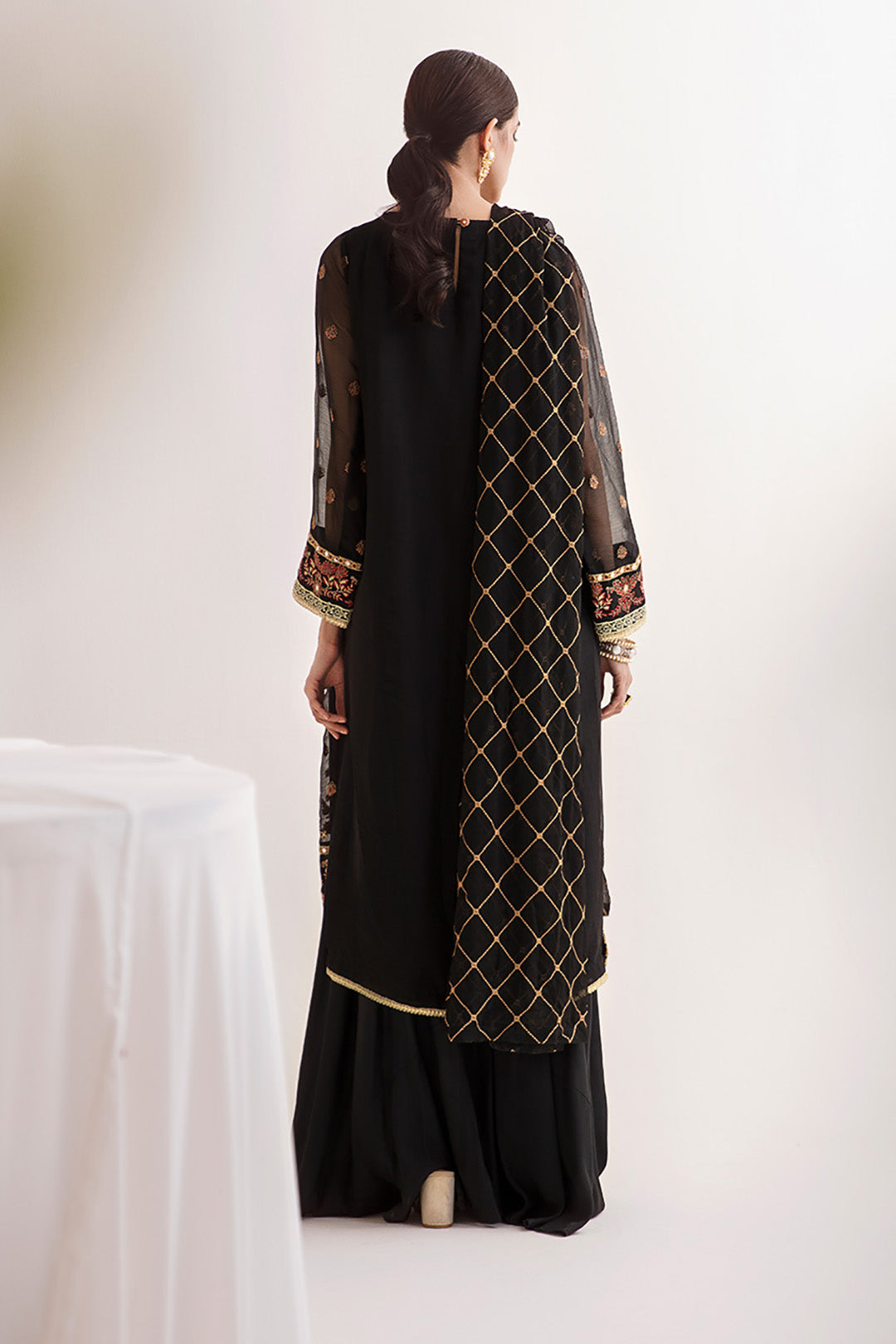 Zellbury | Unstitched 3 Piece Chiffon | Embroidered Shirt Shalwar Dupatta - 0293 - House Of Hania