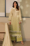 Zellbury | Unstitched 3 Piece Chikankari | Embroidered Shirt Shalwar Dupatta - 0702 - House Of Hania