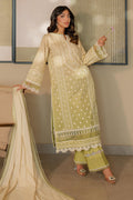 Zellbury | Unstitched 3 Piece Chikankari | Embroidered Shirt Shalwar Dupatta - 0702 - House Of Hania