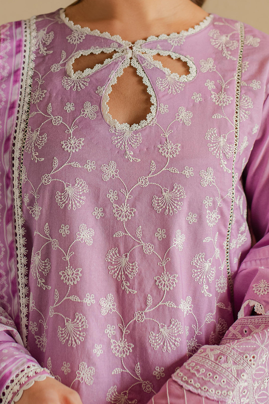 Zellbury | Unstitched 3 Piece Chikankari | Embroidered Shirt Shalwar Dupatta - 0703 - House Of Hania