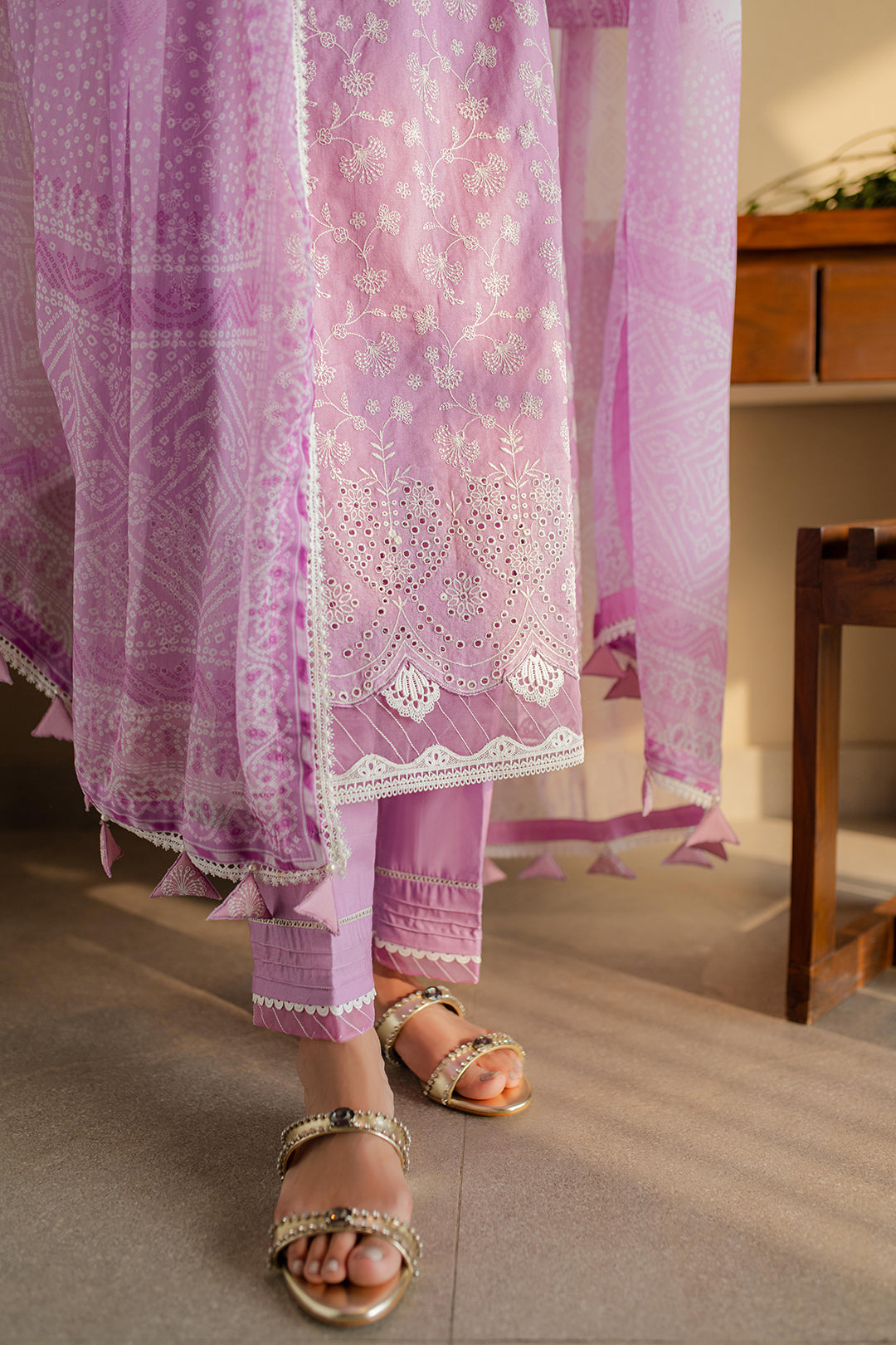Zellbury | Unstitched 3 Piece Chikankari | Embroidered Shirt Shalwar Dupatta - 0703 - House Of Hania