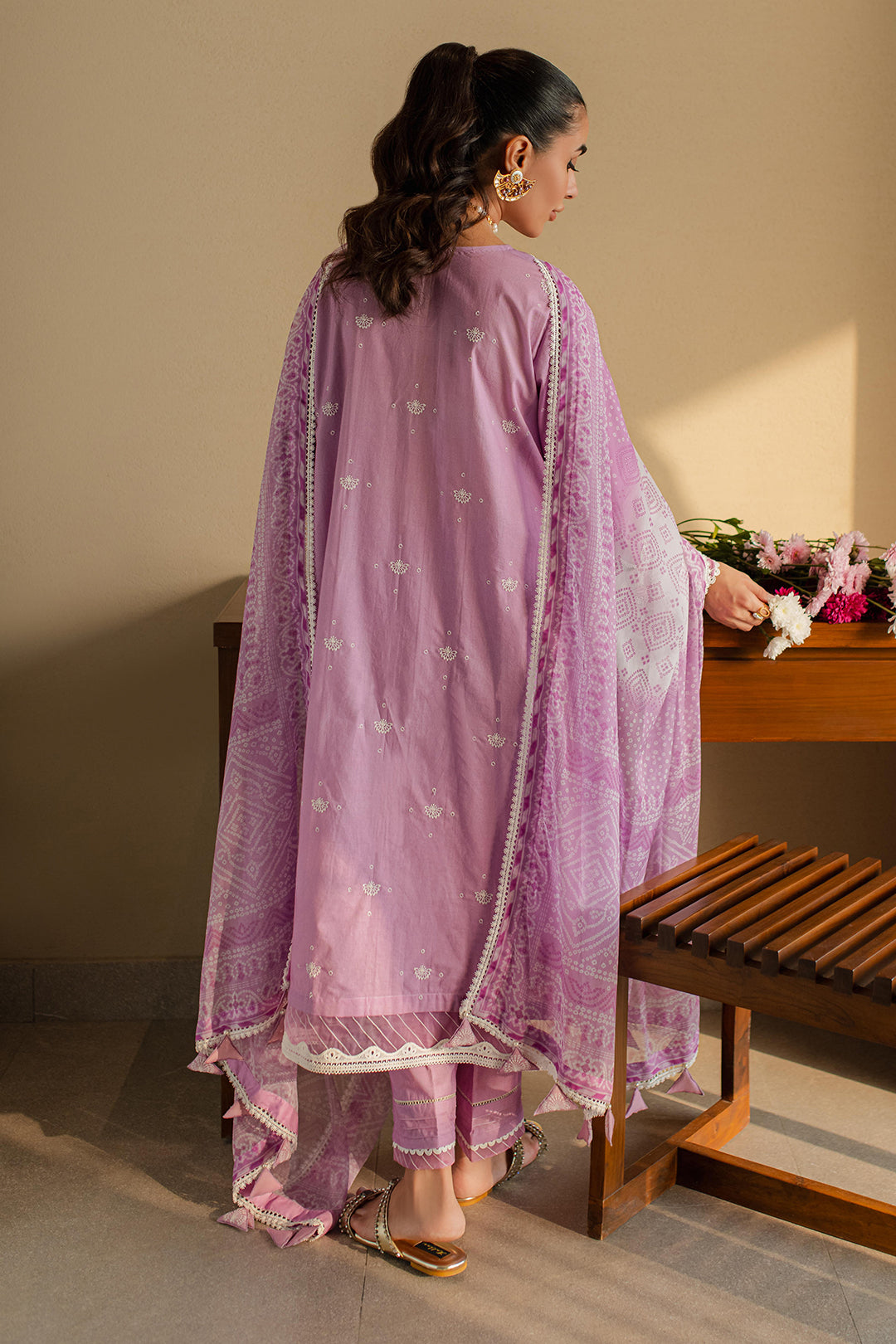 Zellbury | Unstitched 3 Piece Chikankari | Embroidered Shirt Shalwar Dupatta - 0703 - House Of Hania