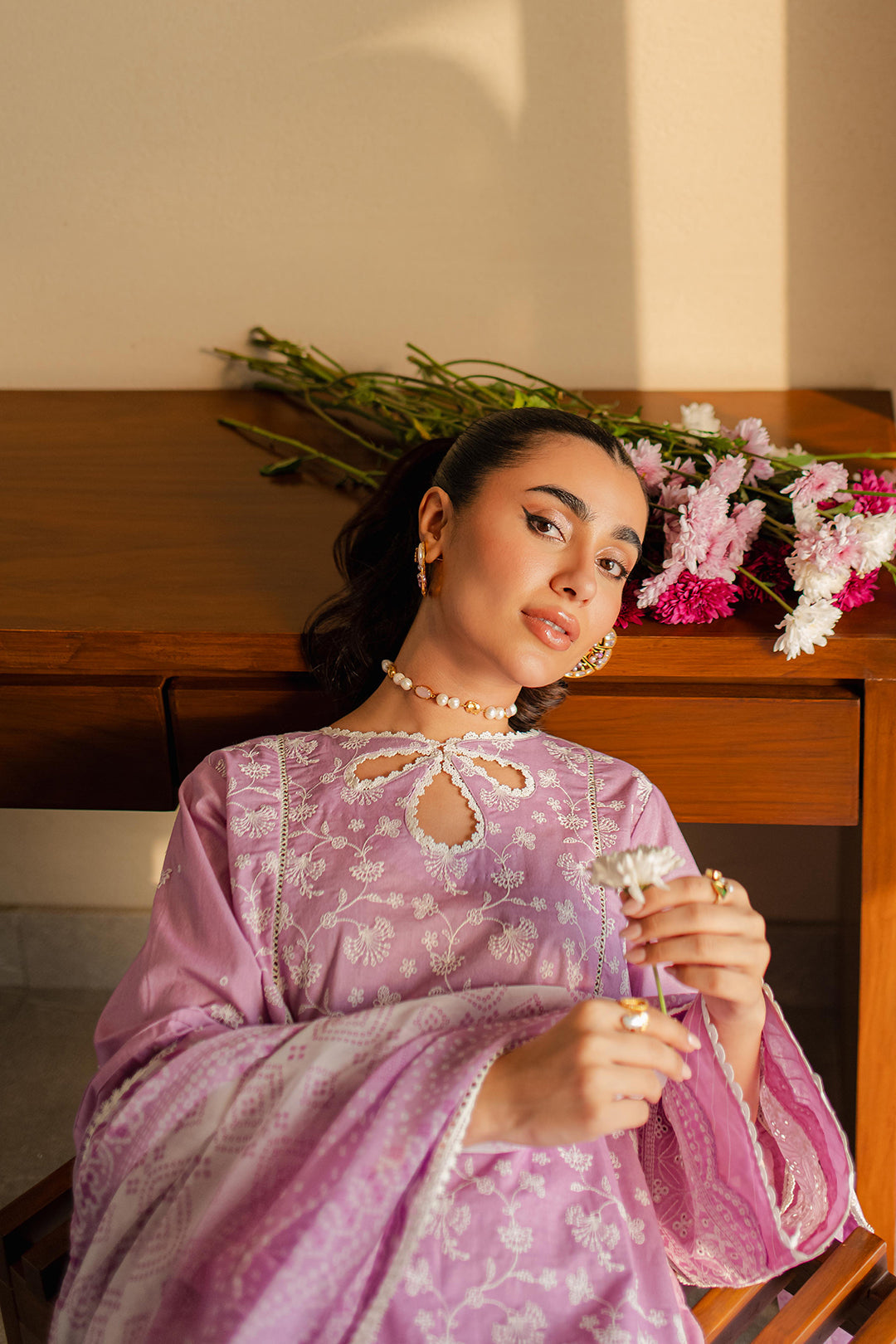 Zellbury | Unstitched 3 Piece Chikankari | Embroidered Shirt Shalwar Dupatta - 0703 - House Of Hania
