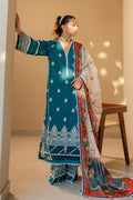 Zellbury | Unstitched 3 Piece Chikankari | Embroidered Shirt Shalwar Dupatta - 0705 - House Of Hania
