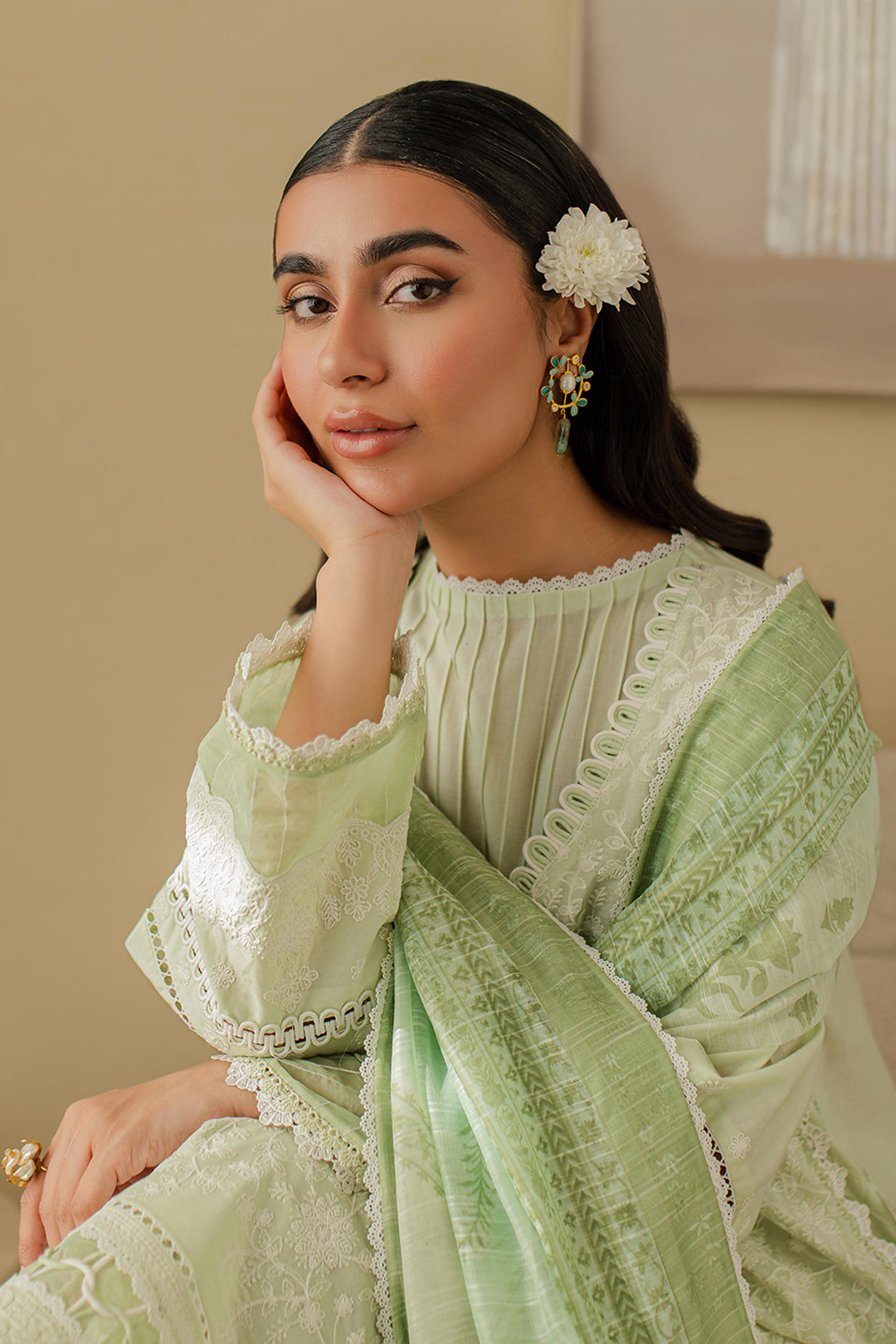Zellbury | Unstitched 3 Piece Chikankari | Embroidered Shirt Shalwar Dupatta - 0706 - House Of Hania