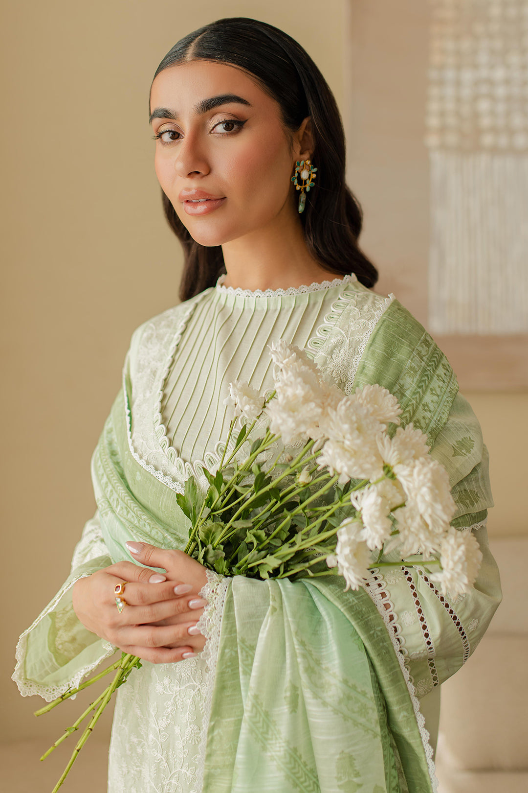 Zellbury | Unstitched 3 Piece Chikankari | Embroidered Shirt Shalwar Dupatta - 0706 - House Of Hania