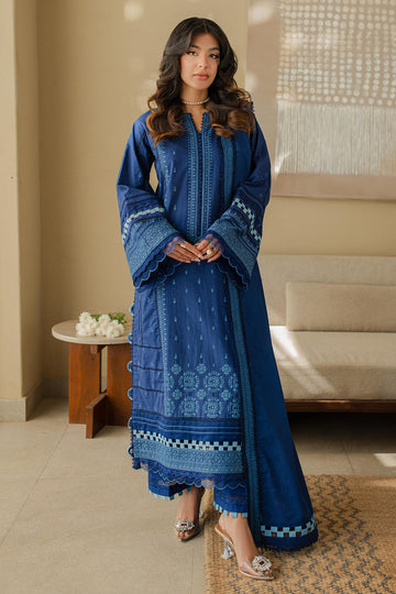 Zellbury | Unstitched 3 Piece Chikankari | Embroidered Shirt Shalwar Dupatta - 0711 - House Of Hania