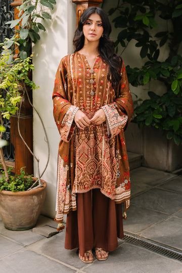 Zellbury | Unstitched 3 Piece Cotail | Shirt Shalwar Dupatta - 0217 - House Of Hania