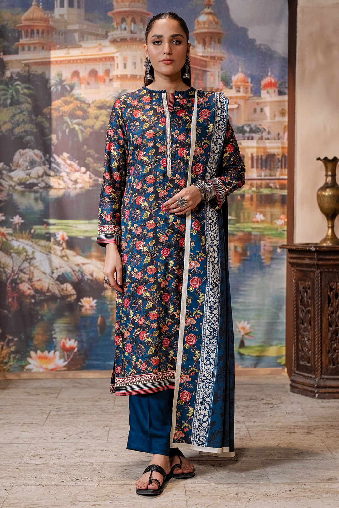 Zellbury | Unstitched 3 Piece Cotail | Shirt Shalwar Dupatta - 0470 - House Of Hania