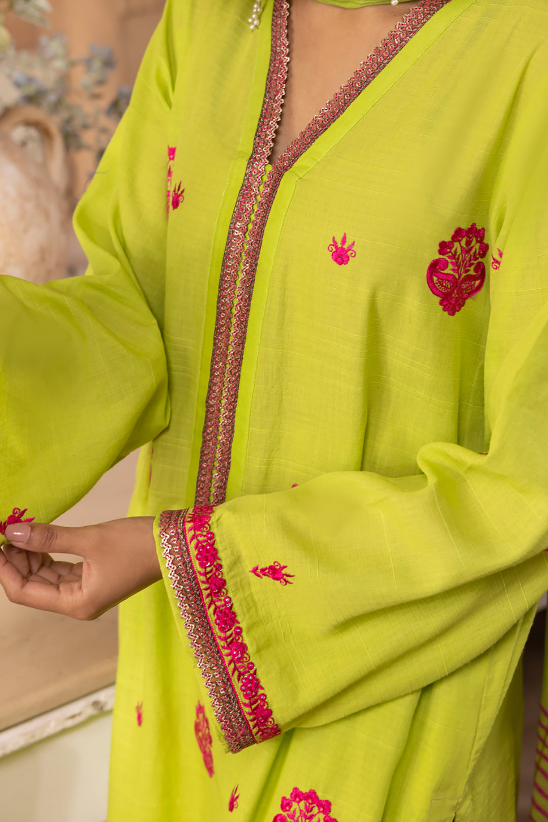 Zellbury | Unstitched 3 Piece Green | Embroidered Shirt Shalwar Dupatta - 1131 - House Of Hania