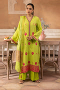Zellbury | Unstitched 3 Piece Green | Embroidered Shirt Shalwar Dupatta - 1131 - House Of Hania