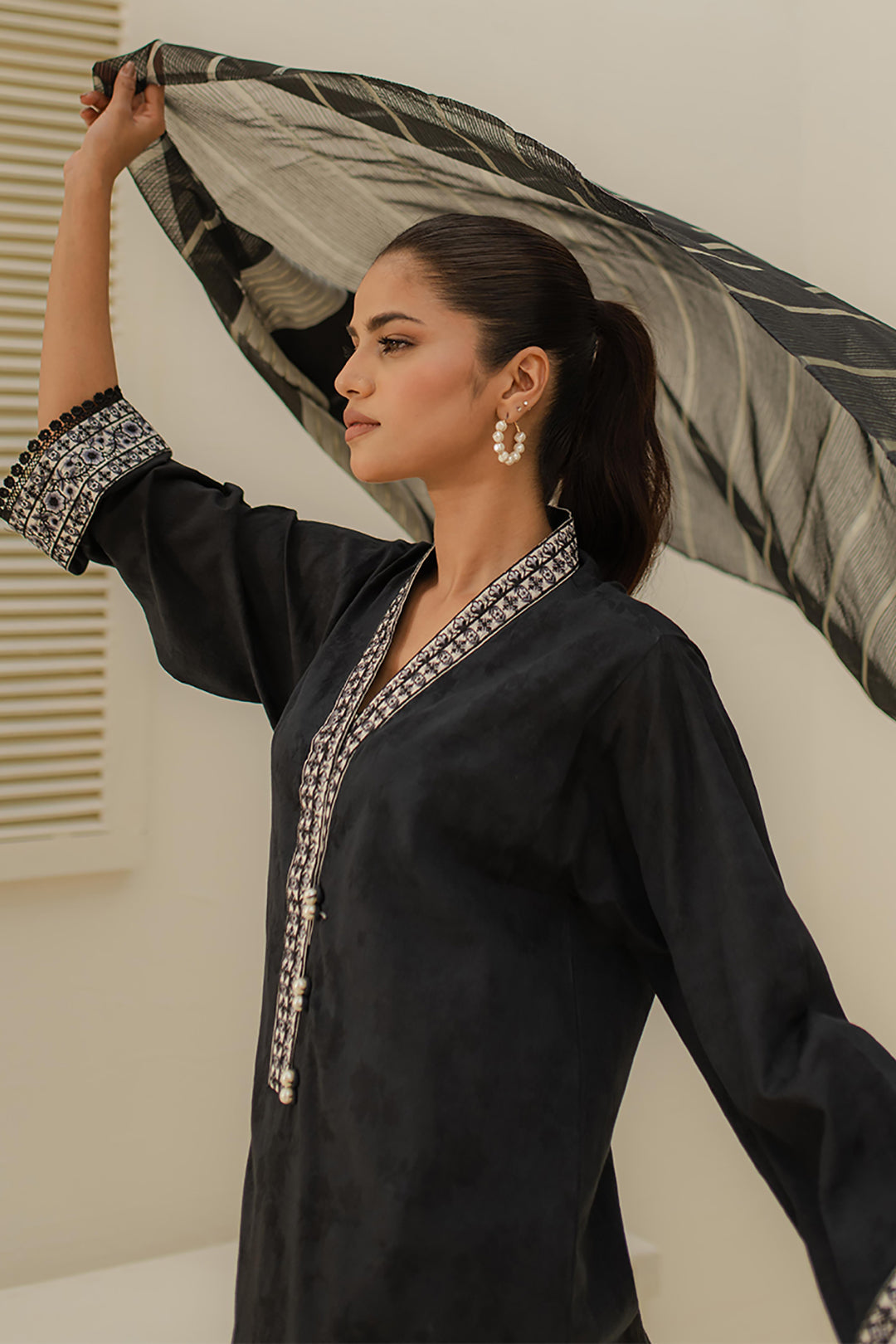 Zellbury | Unstitched 3 Piece Green | Embroidered Shirt Shalwar Dupatta - 1768 - House Of Hania